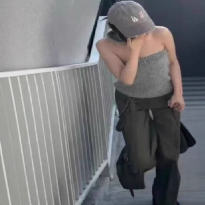 Dame Halsbånd Strik Crop Top Stilla