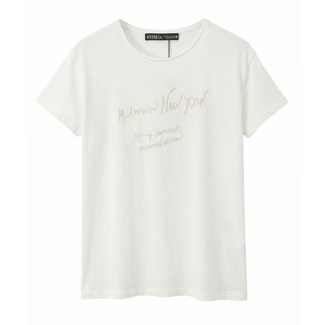 Dame T-shirt med minimalistisk design og eksklusiv tryk Skovae