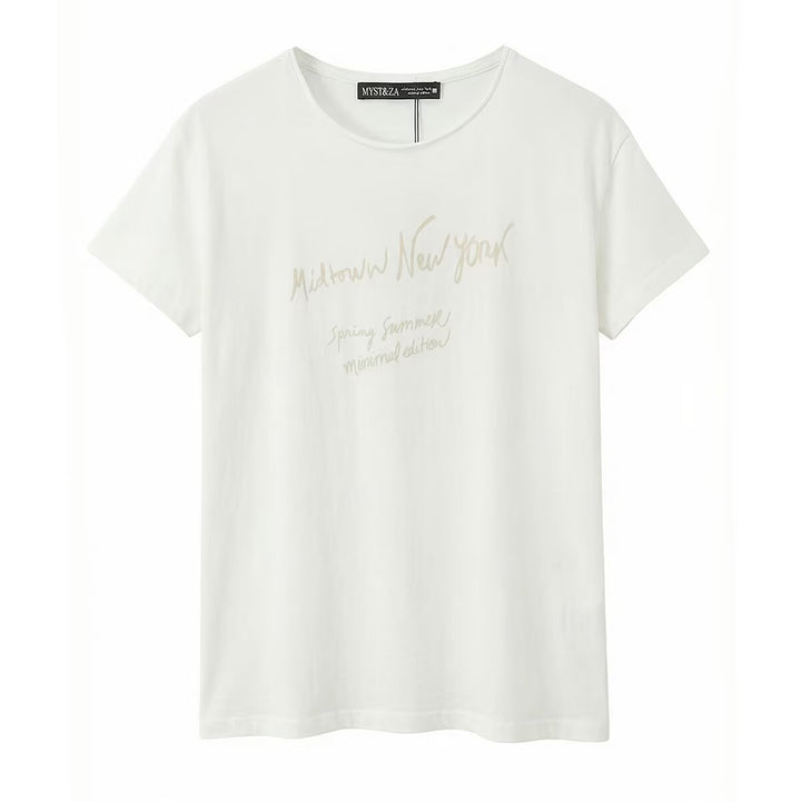 Dame T-shirt med minimalistisk design og eksklusiv tryk Skovae