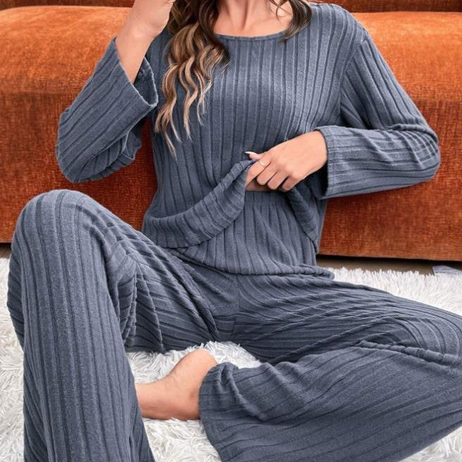 Dame Komfortabel Rib Pyjamasæt med løstsiddende bukser Stilla
