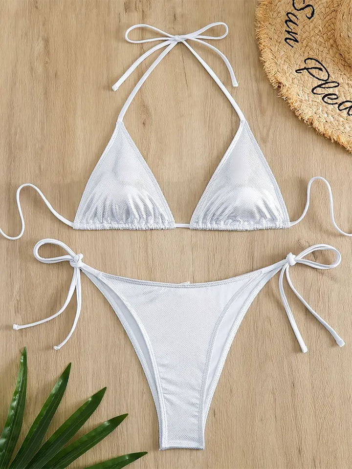 Dame triangel-bikini med glitrende netdesign Skovae