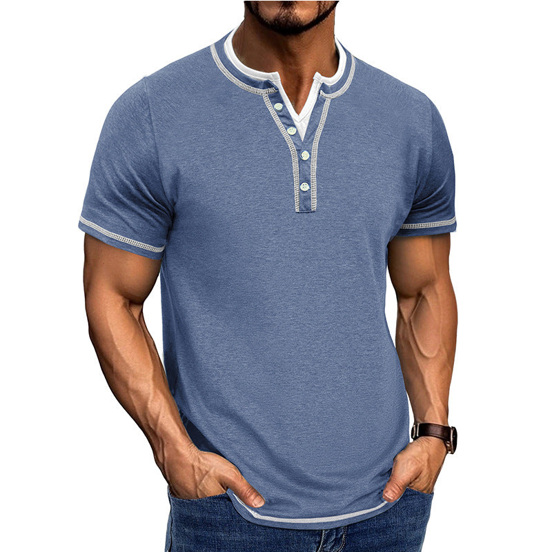 Herrer Kortærmet Henley-shirt med elegant knapliste og behagelig pasform Stilla