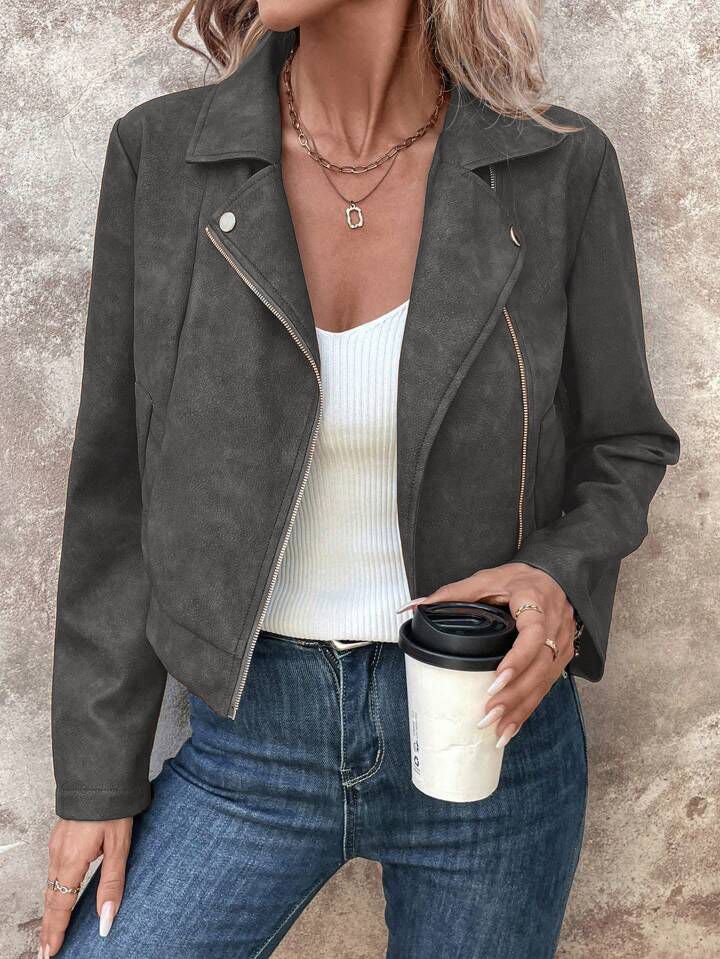 Dame casual faux leather bikerjakke med moderne snit og elegante accenter Stilla