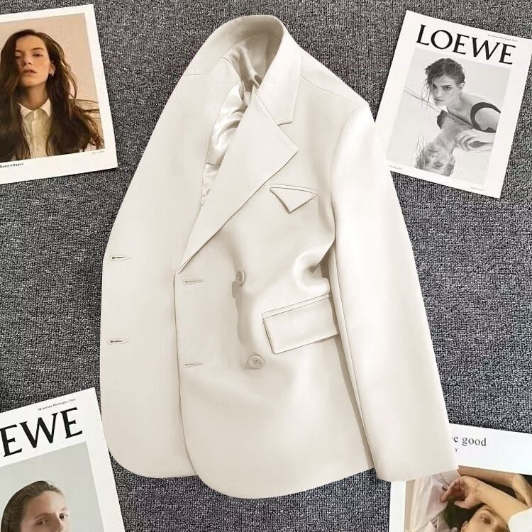 Dame elegant, tætsiddende dobbeltradet blazer med kreativ skæring Stilla