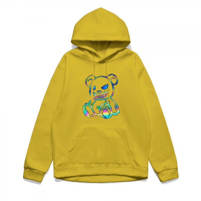 Dame hoodie sweatshirt med sejt bjørnemotiv og komfortabel pasform Skovae