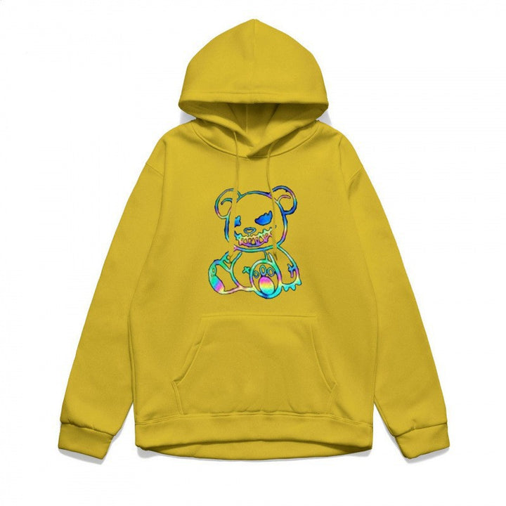 Dame hoodie sweatshirt med sejt bjørnemotiv og komfortabel pasform Skovae