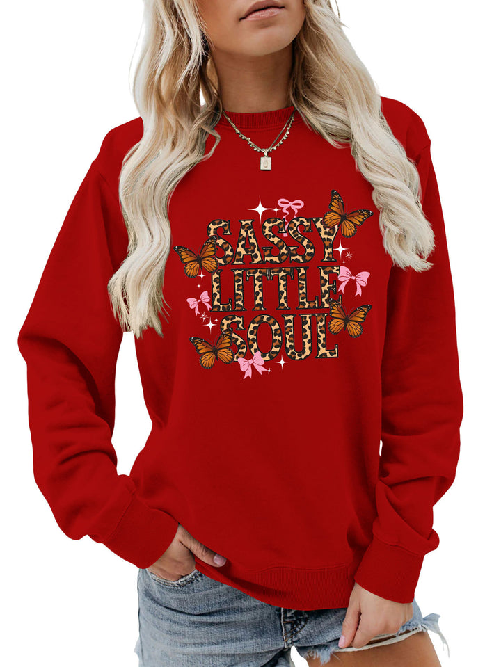 Kvinders sweatshirt med kunstnerisk sommerfugledesign Stilla