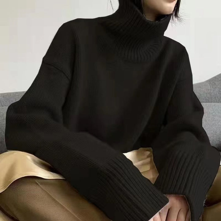 Kvinders oversized højhalset sweater med blødt strik Stilla
