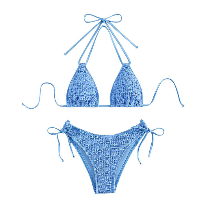 Dame triangel-bikini med legende bånd og elegant hæklede mønster Stilla