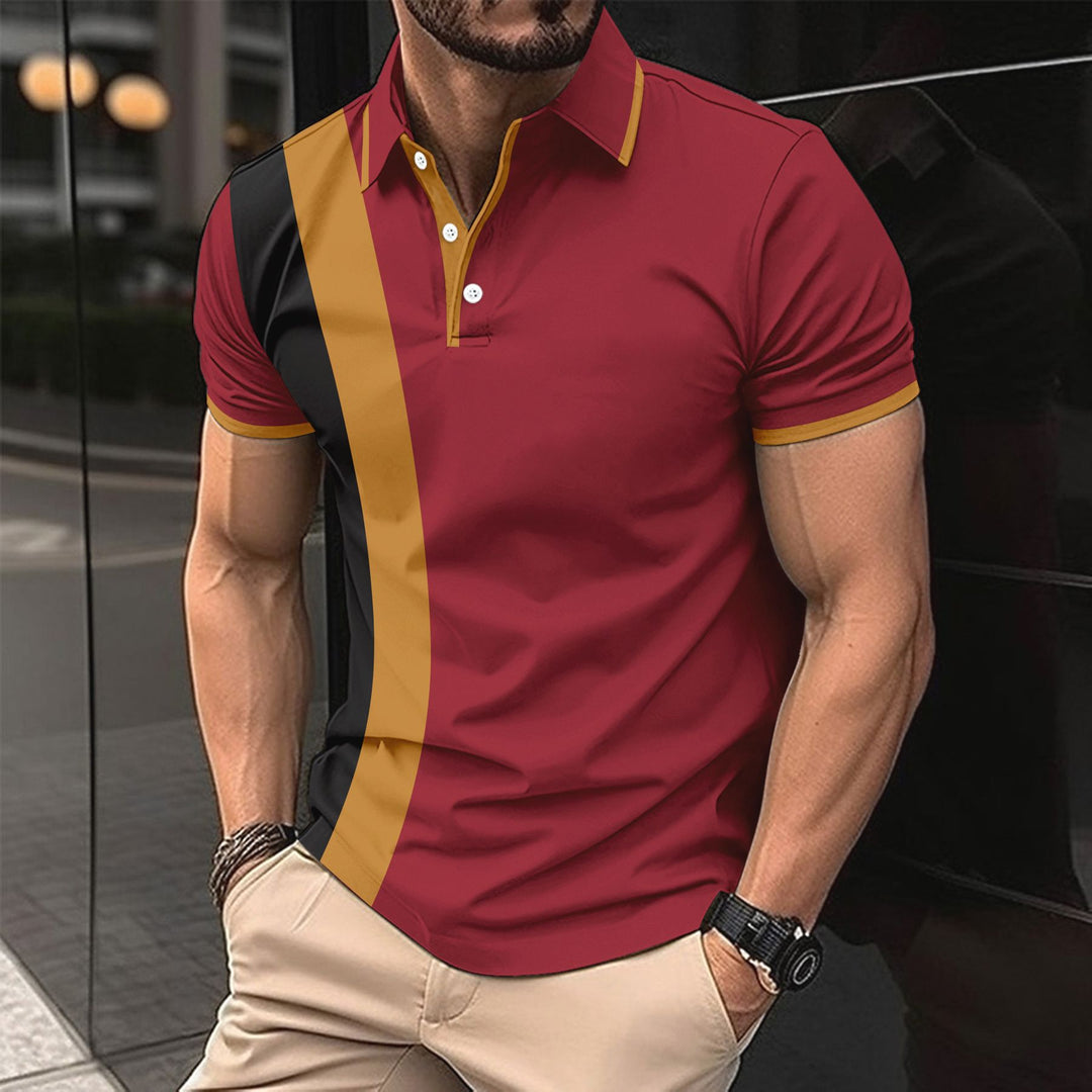 Herre polo skjorte med moderne farveblokdesign og sportslige accenter Stilla