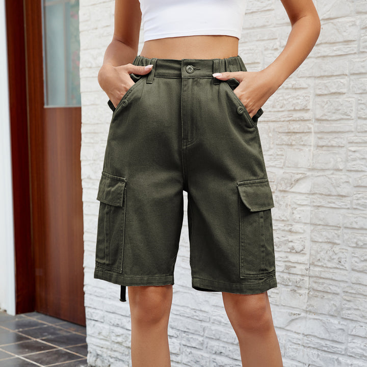 Dame Cargo-shorts med høj talje og praktiske sidelommer Stilla
