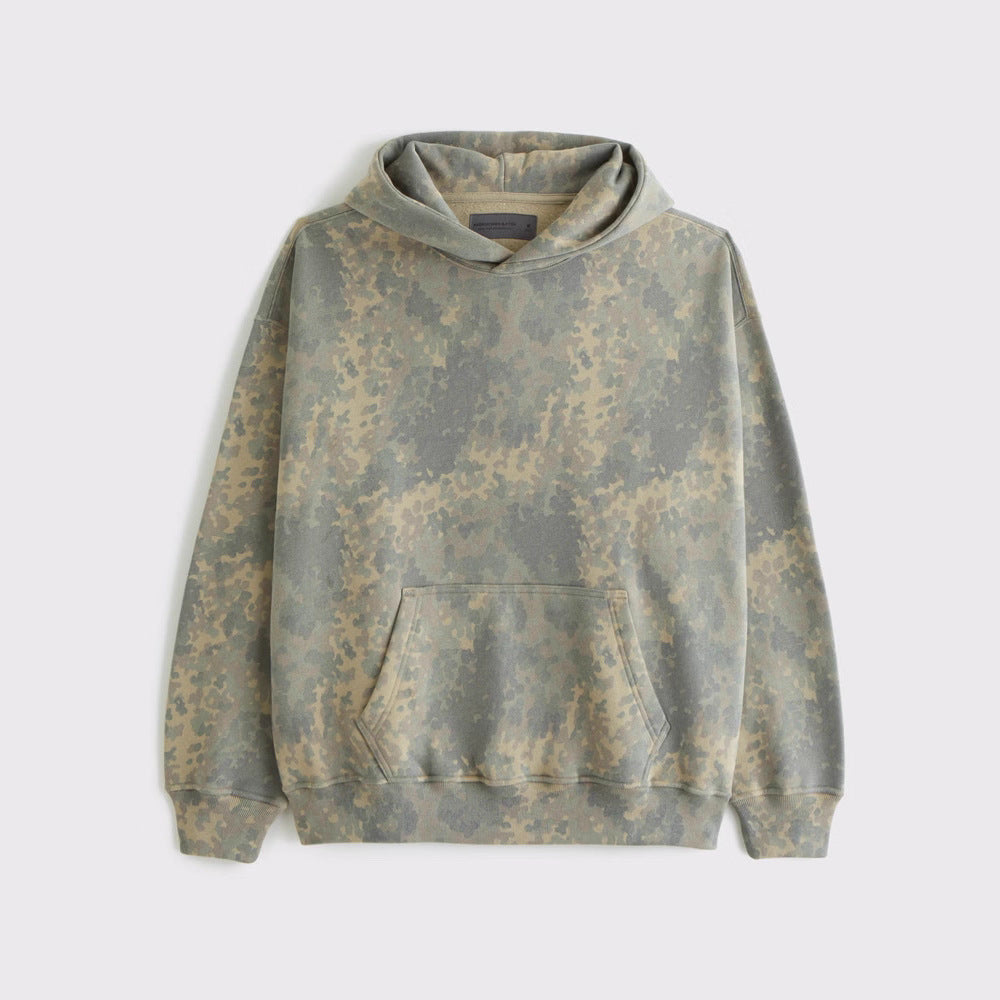 Unisex nan loose hoodie sweat med diskret blæremønster, dobbelt hætte uden snøre og kengurulomme Skovae