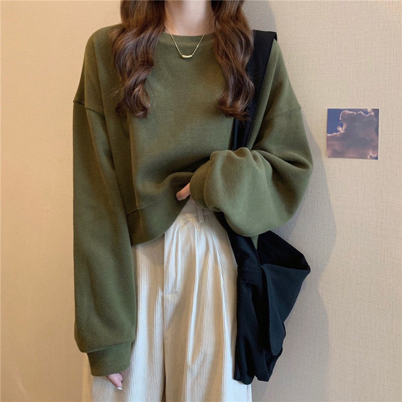 Kvinders afslappede oversized sweatshirt med komfortkrave og bløde manchetter