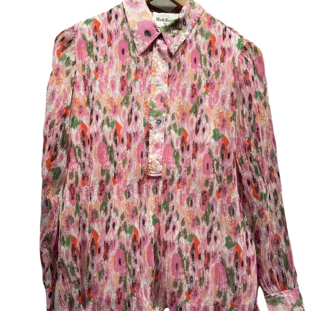 Damebluse med løs pasform og blomsterdesign Stilla