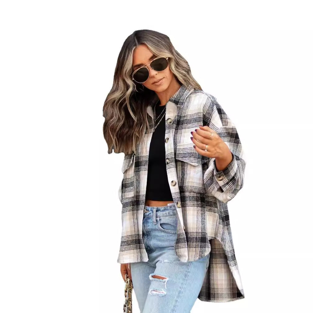 Dame Rutet Oversized-Skjorte i afslappet stil Stilla