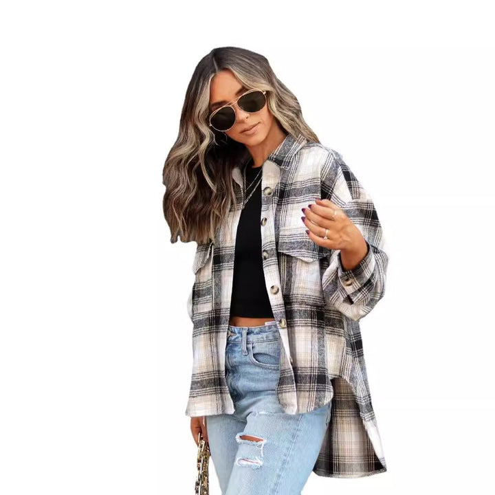 Dame Rutet Oversized-Skjorte i afslappet stil Stilla