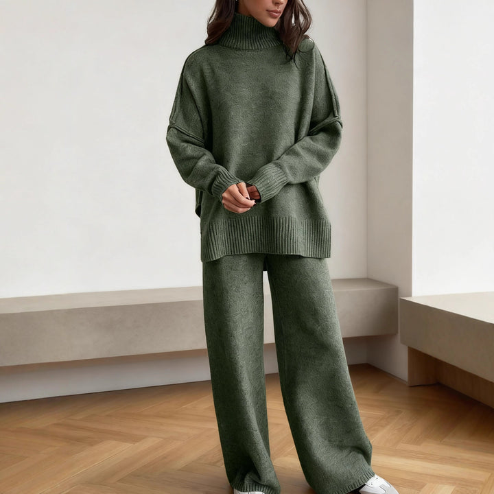Kvinders hyggelige strikket jumpsuit med høj krave og løs pasform Skovae