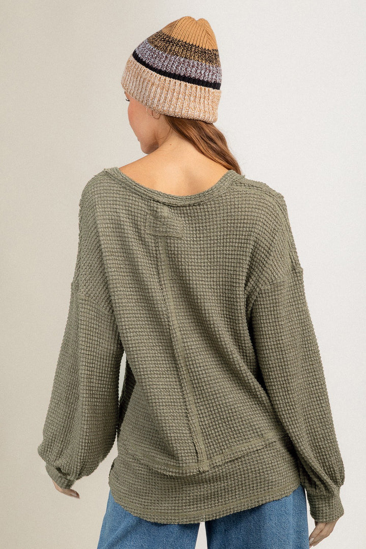 Stilla | Mode V-hals Langærmet Løs Strikket Sweatshirt
