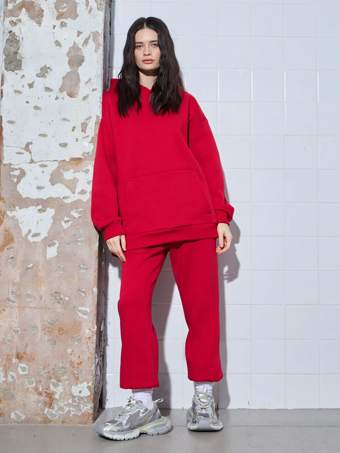Dame Oversized Hoodie og Behagelige Joggingbukser i Moderne Design