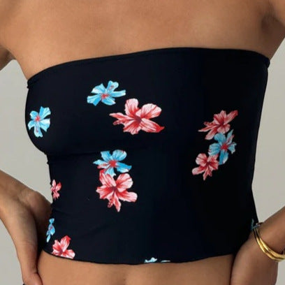 Femme Strapless Floral Print Crop Top Stilla