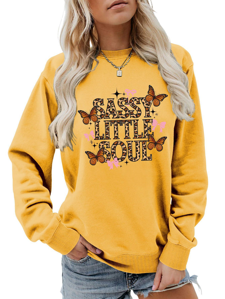 Kvinders sweatshirt med kunstnerisk sommerfugledesign Stilla