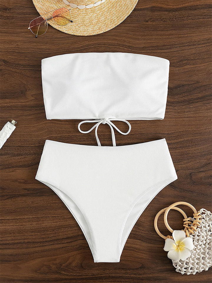 Dame Ribbet Bandeau Bikini Sæt Stilla