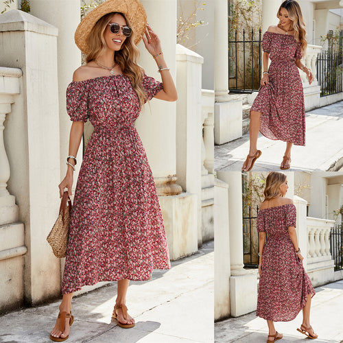 Dame Maxikjole med Off-Shoulder-design og blomster mønstre Stilla