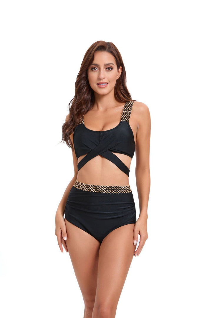 Dame High-Waist-Bikini-Sæt med moderne indpakningsdesign og elegante stropdetaljer Stilla