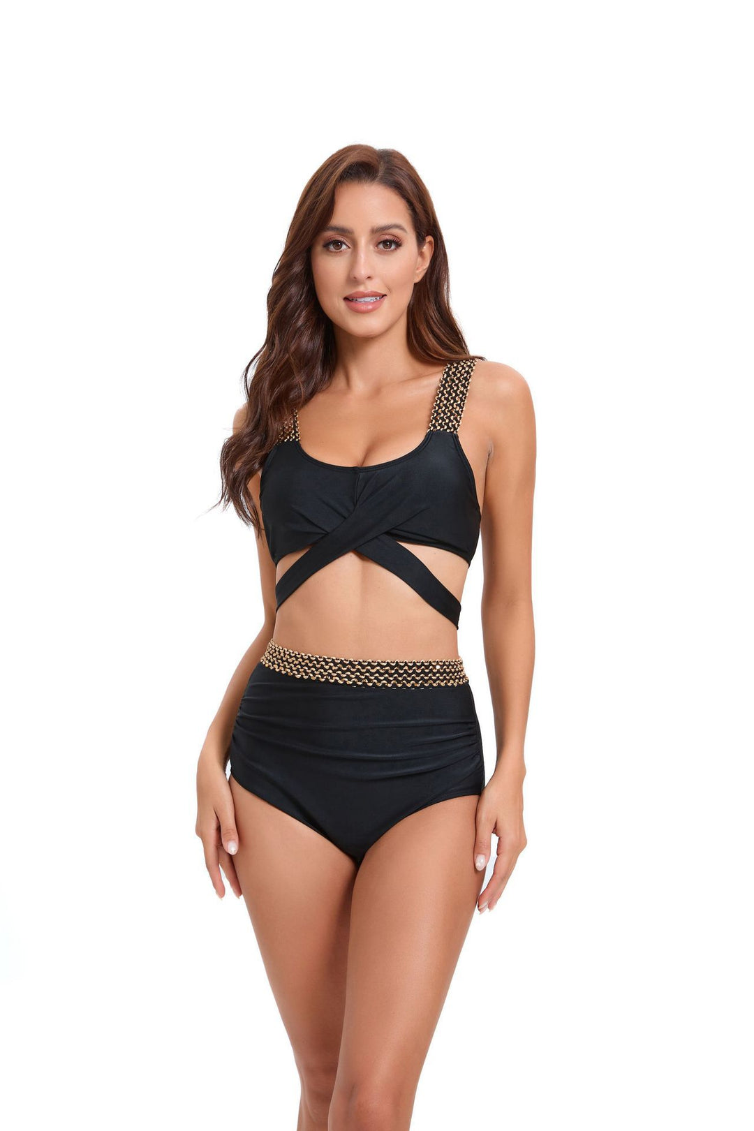 Damer Sporty Bikini-Sæt med raffineret indviklingsdesign og justerbare stropper Skovae
