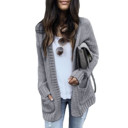 Kvinders chunky strik cardigan med dybe lommer og stilfuld snit Stilla