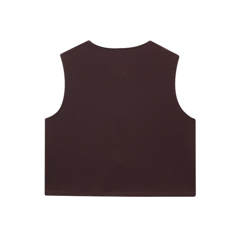Dame Modest Vest med dekorative muslingeknapper Stilla