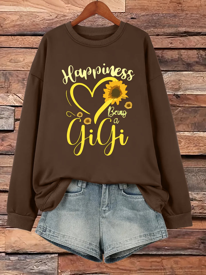 Kvinders sweatshirt med voluminøse ærmer og muntert motiv Stilla
