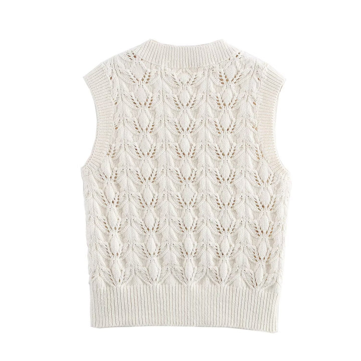 Femme Strik Spids Ærmeløs Sweatshirt Stilla
