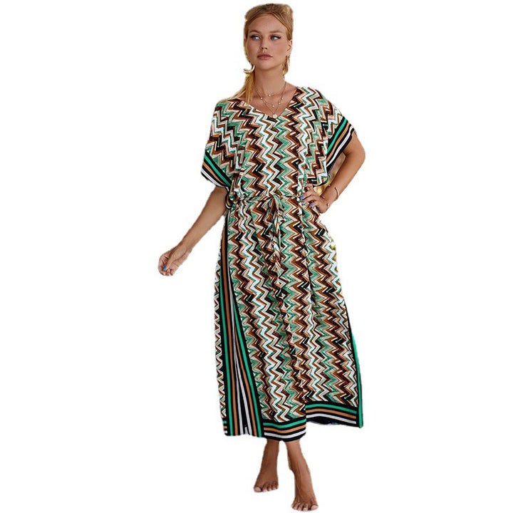 Dame Kaftan med moderne zigzag mønster Stilla