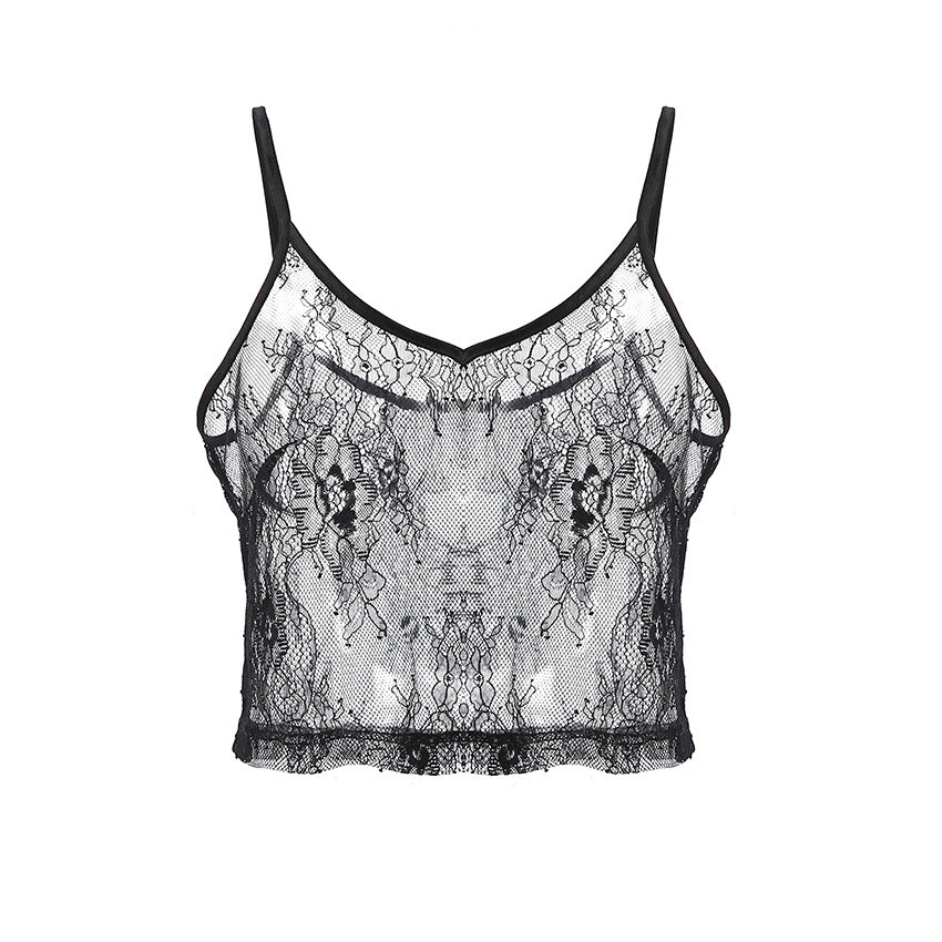 Dame spids-crop-top med justerbare stropper og elegant V-udskæring Stilla