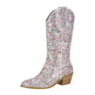 Femme Dekorative med strass-belagte Western Cowboy støvler Stilla