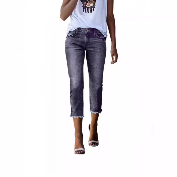 Dame tidløse jeans i moderne snit med cropped ben Skovae