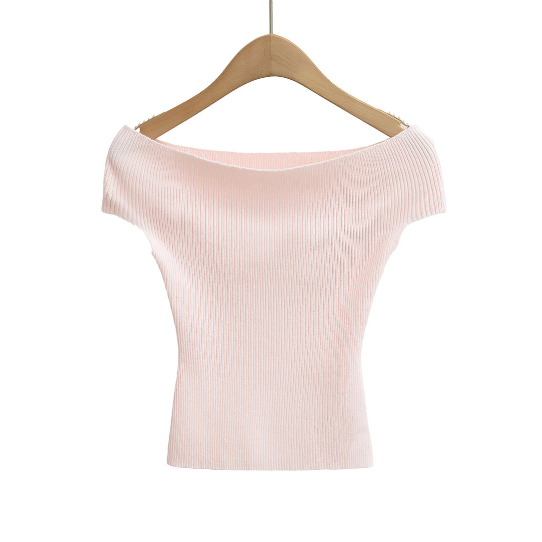 Dame Off-Shoulder Top i fint ribbet materiale Stilla