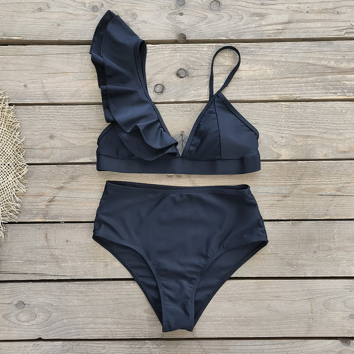Dame bikini sæt med trendy flæse detaljer og høj talje Stilla