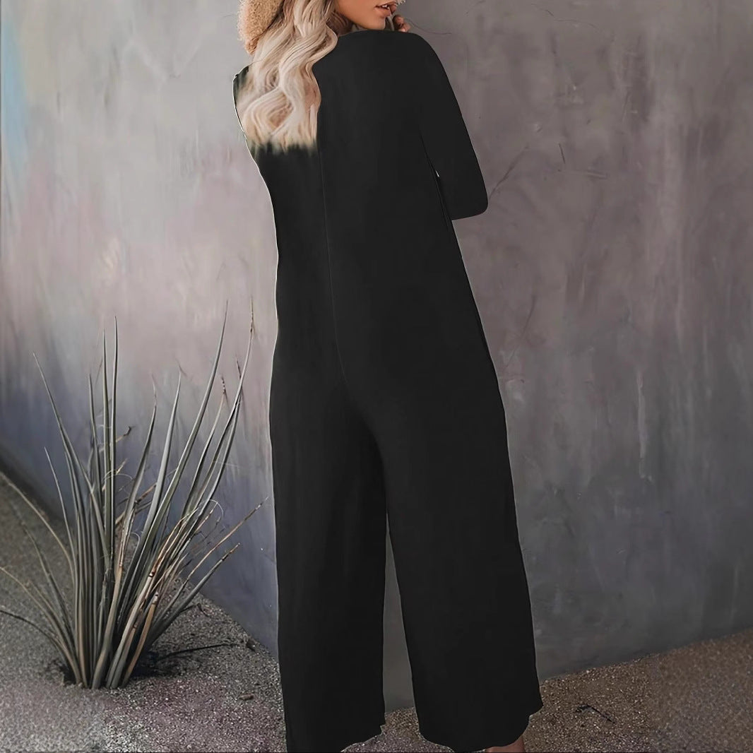 Kvinders bredskårede jumpsuit med praktiske lommer og moderne snit Stilla