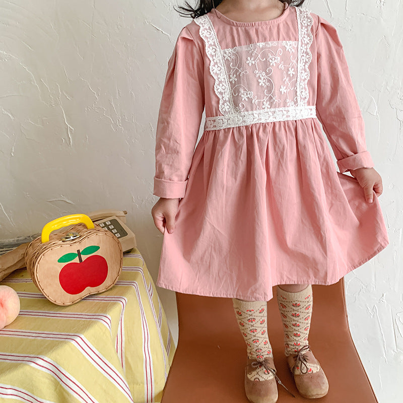 Pige vintage-inspireret broderet bomuldsdresses Stilla