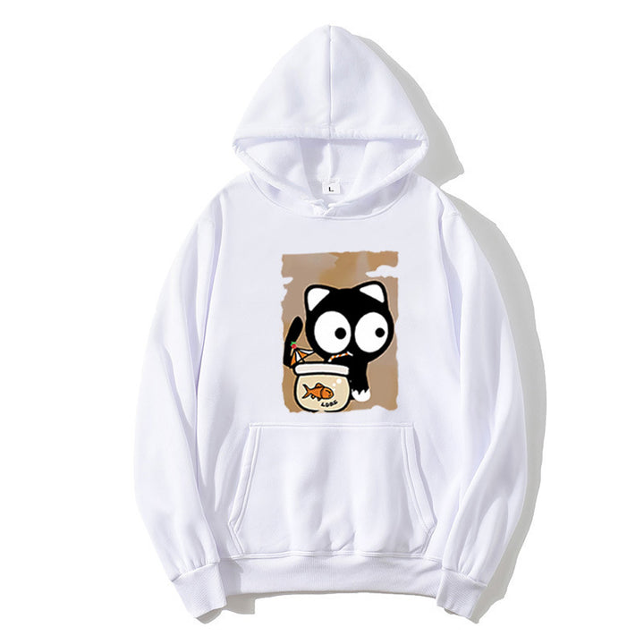 Kvinders hætte sweatshirt med sødt katte design Skovae