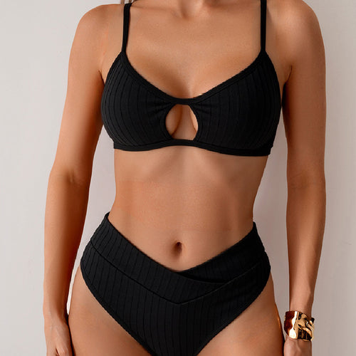 Dame Højskåret Bikini med moderigtigt Nøgle-udskæring Skovae