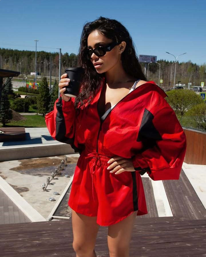 Kvinders casual sportsjakke og shorts sæt Skovae