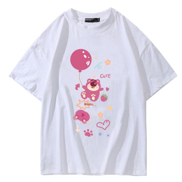 Dame Oversized T-shirt med legende bjørnemotiv og farverig grafiktryk Stilla