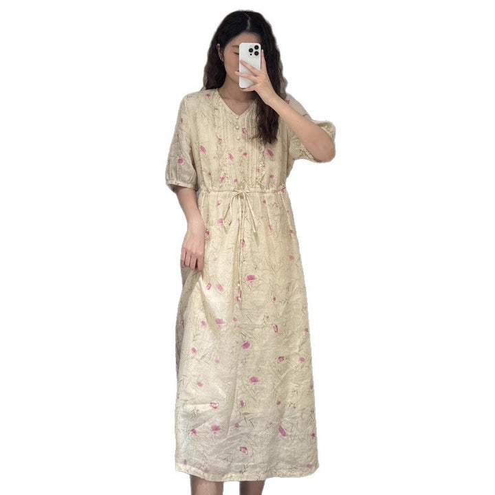 Dame Floral Maxi Kjole med justerbar talje Stilla