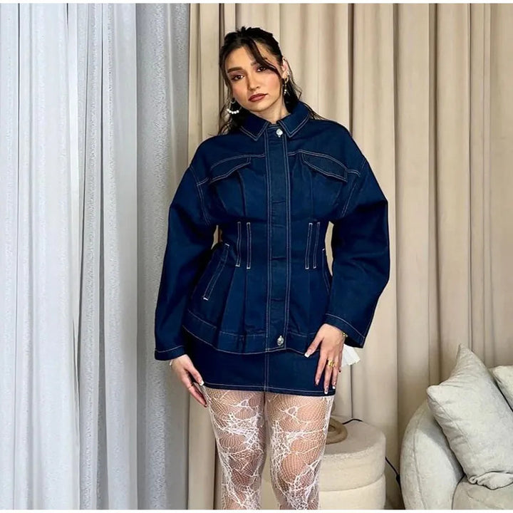 Kvinders stilfulde denimjakke med brede ærmer og skræddersyet design Stilla