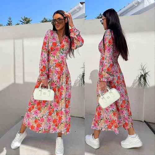 Dame Maxikjole med blomster mønster Stilla