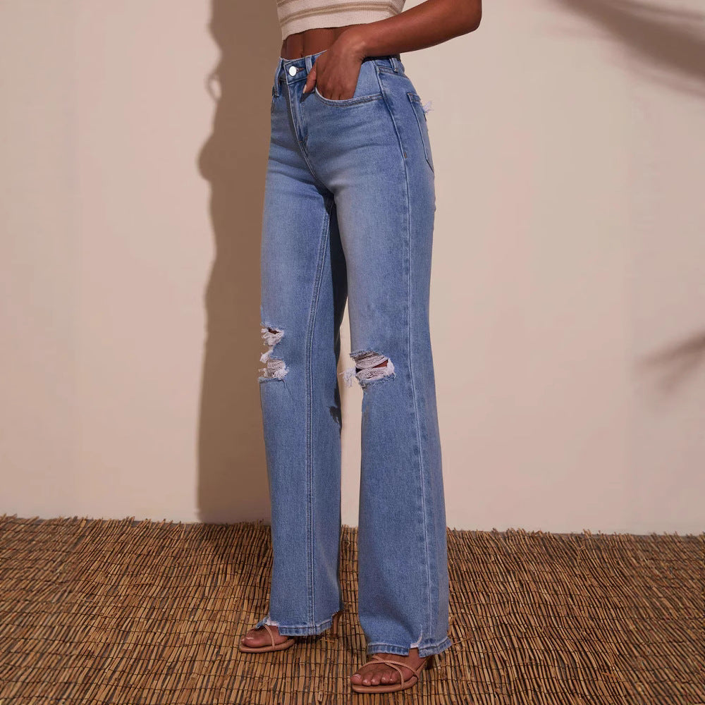 Dame Løst skåret jeans med destroyed-detaljer Stilla