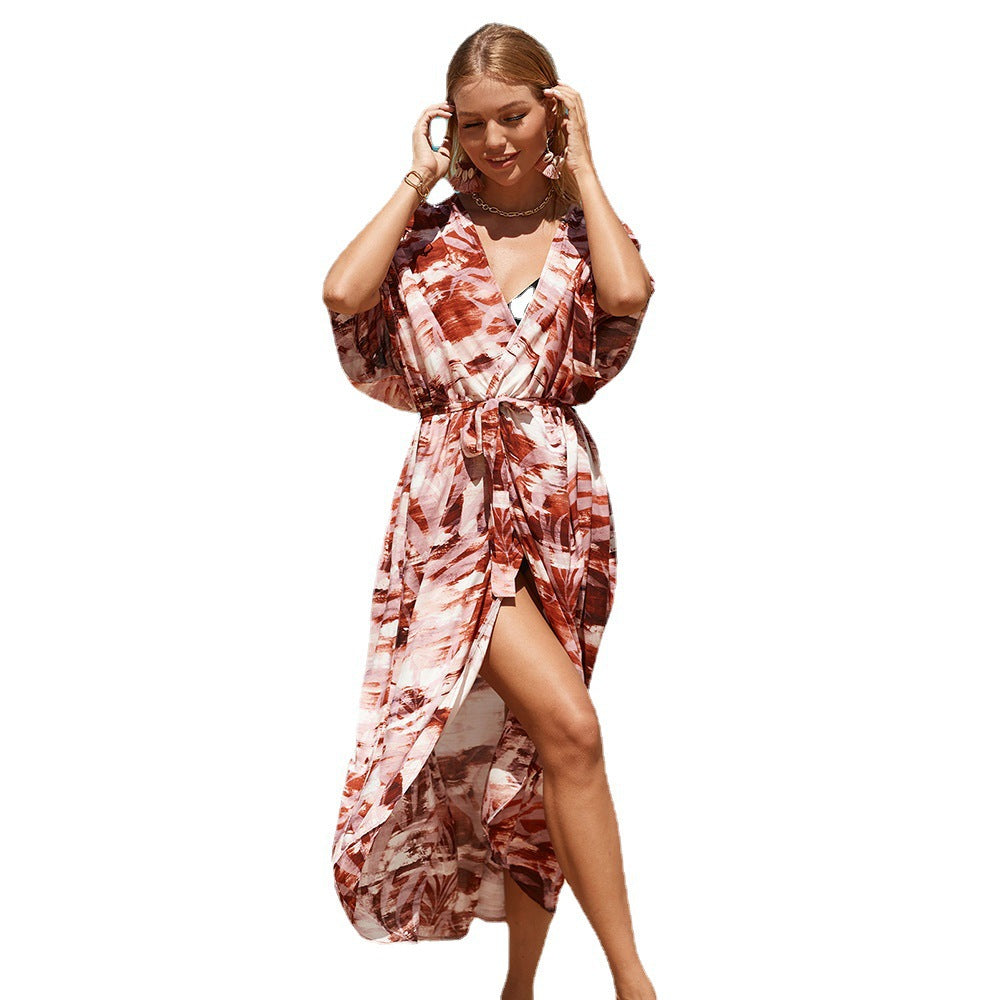 Dame Floral Print Strandovergang Kjole Stilla